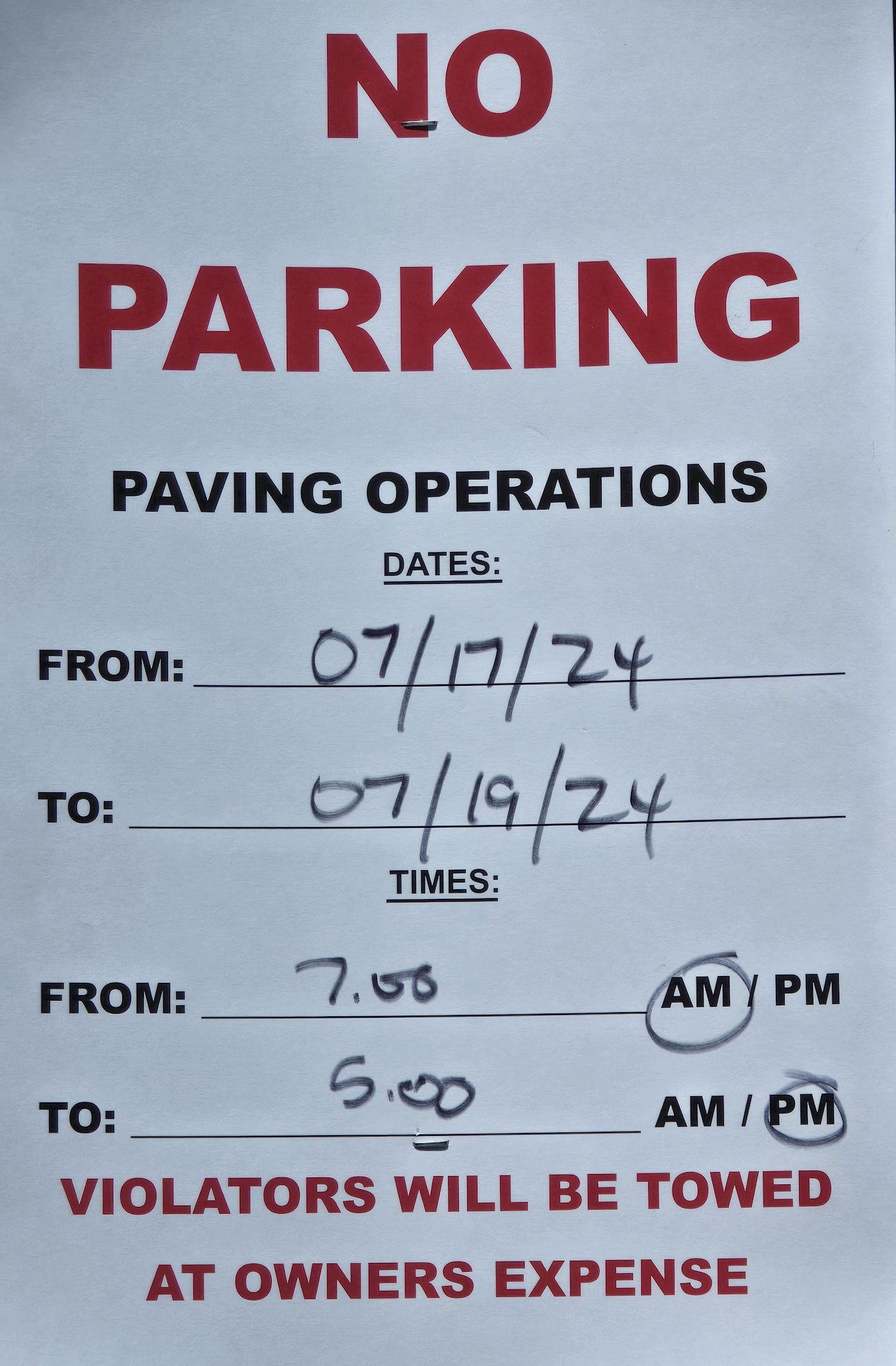 No Parking