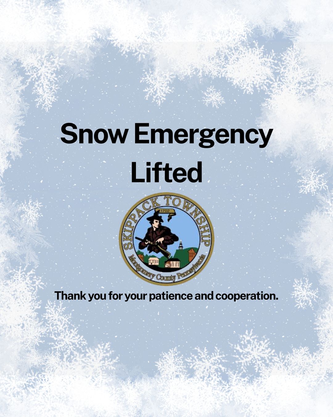 Snow Emergency Lifted in Skippack Township